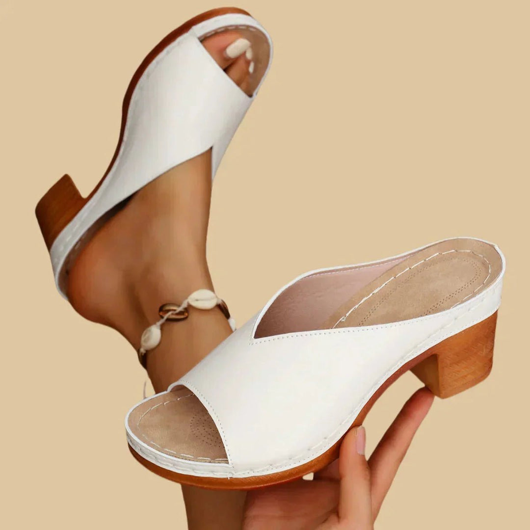 Women's Orthopedic Open-Toe Block-Heel Slip-On Mule Sandals