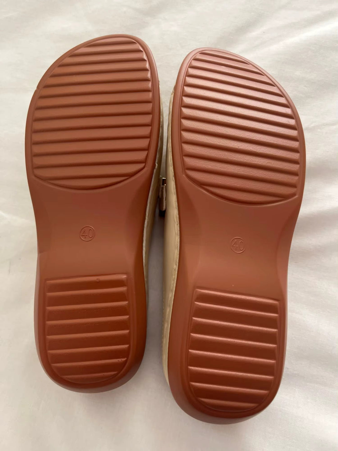 Women's Orthopedic Slip-On Wedge Slide Sandals Gold Buckle