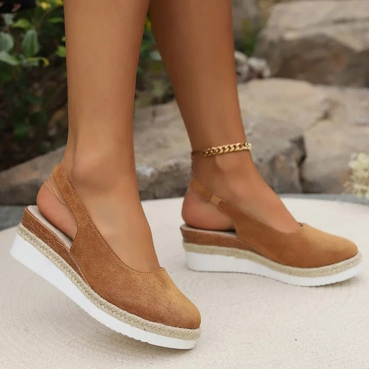 Women's Orthopedic Suede Closed-Toe Slingback Espadrille Wedge Sandals