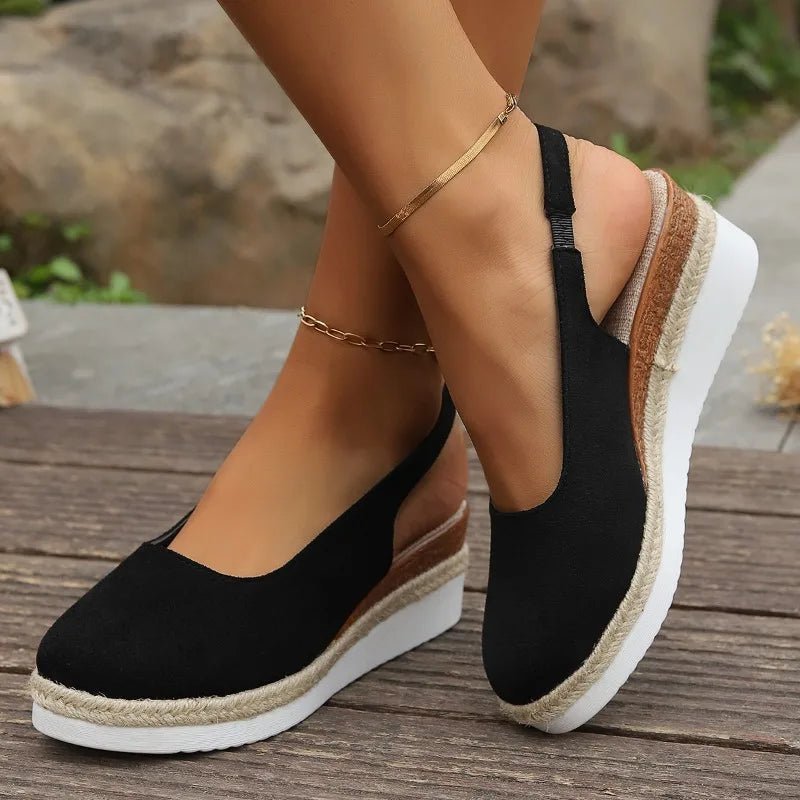 Women's Orthopedic Suede Closed-Toe Slingback Espadrille Wedge Sandals