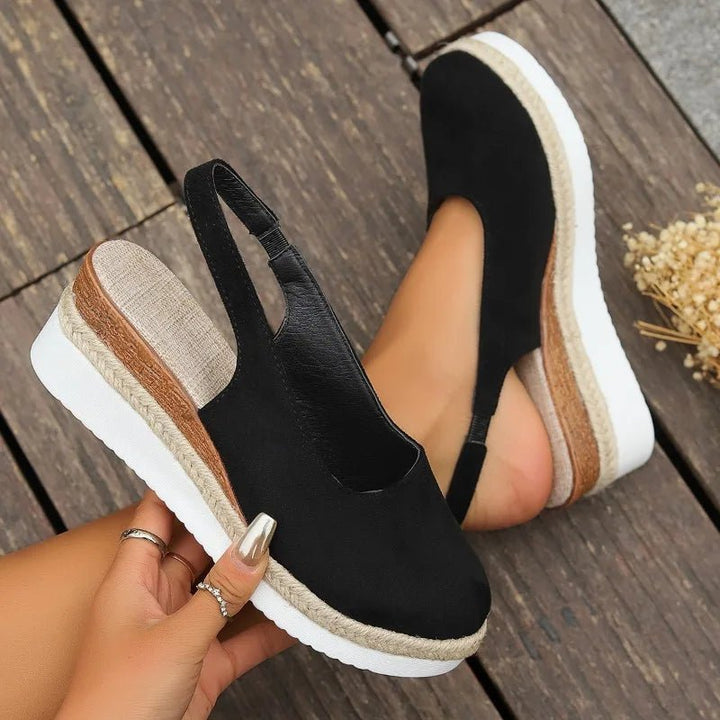 Women's Orthopedic Suede Closed-Toe Slingback Espadrille Wedge Sandals