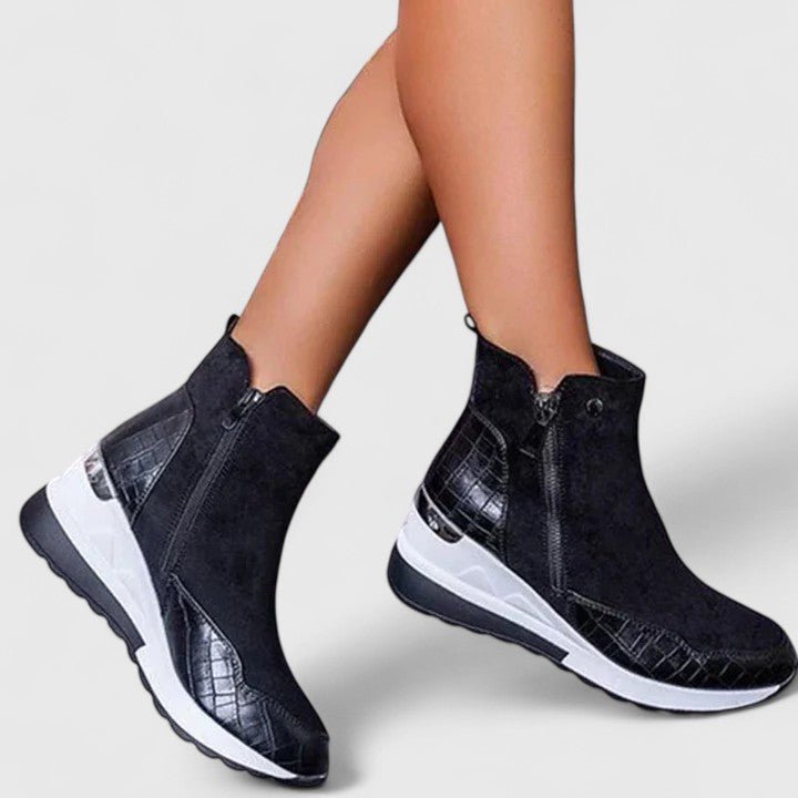 Women's Orthopedic Wedge Ankle Boots Side-Zip Sneaker Booties