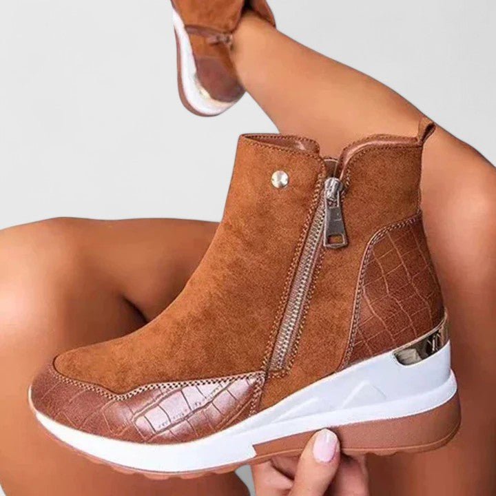 Women's Orthopedic Wedge Ankle Boots Side-Zip Sneaker Booties