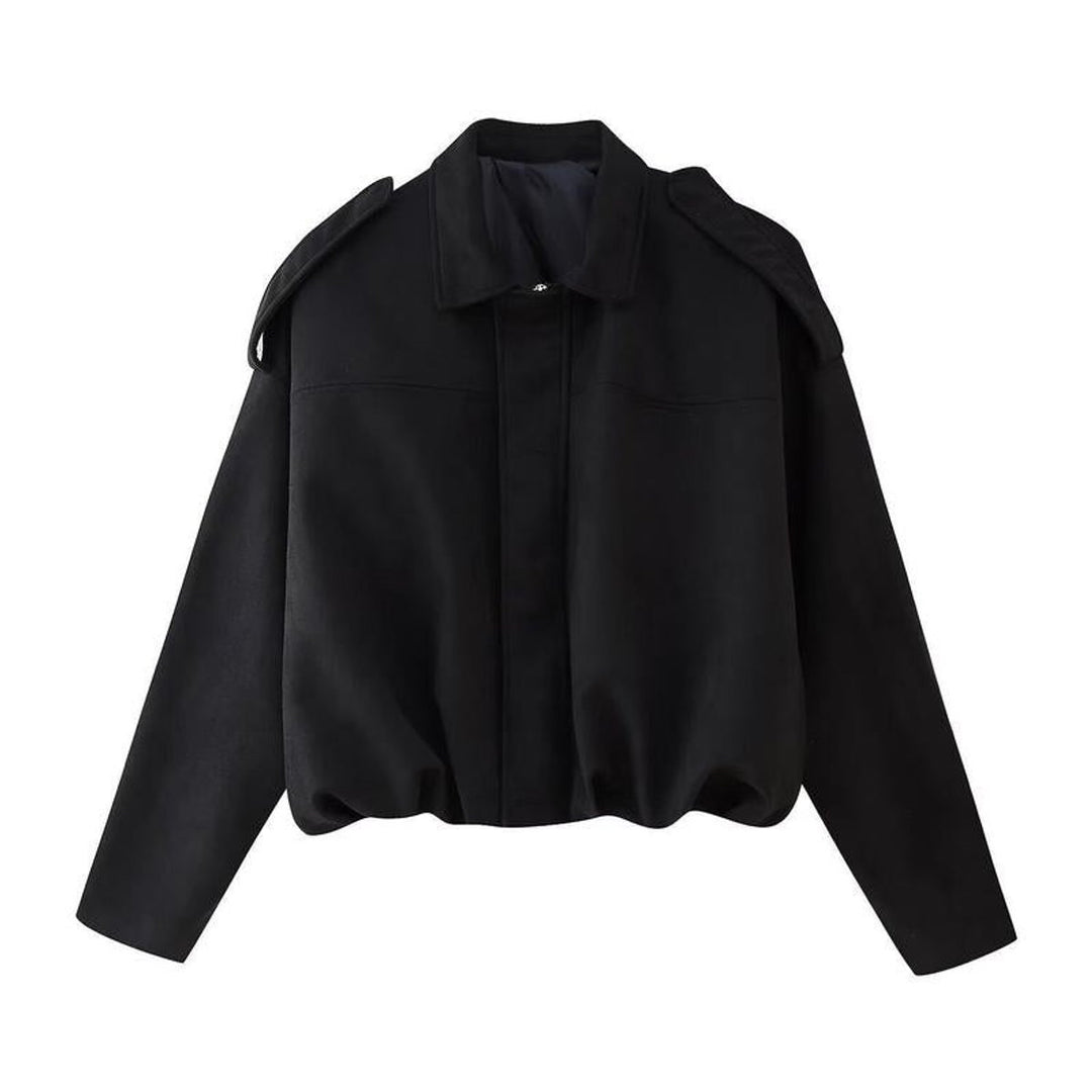 Women's Oversized Faux Suede Vintage Bomber Jacket - Black