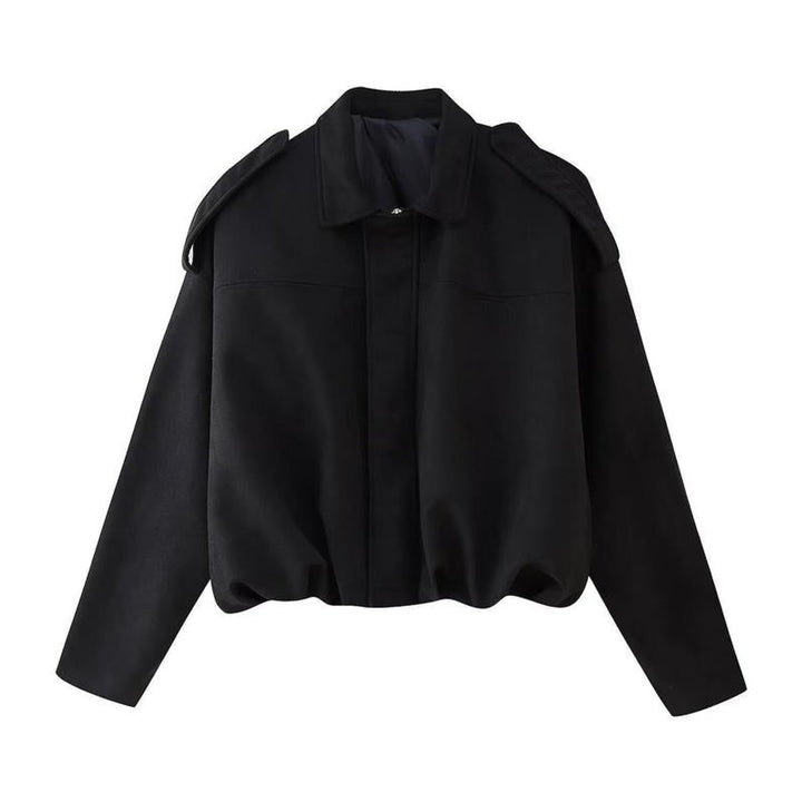 Women's Oversized Faux Suede Vintage Bomber Jacket - Black