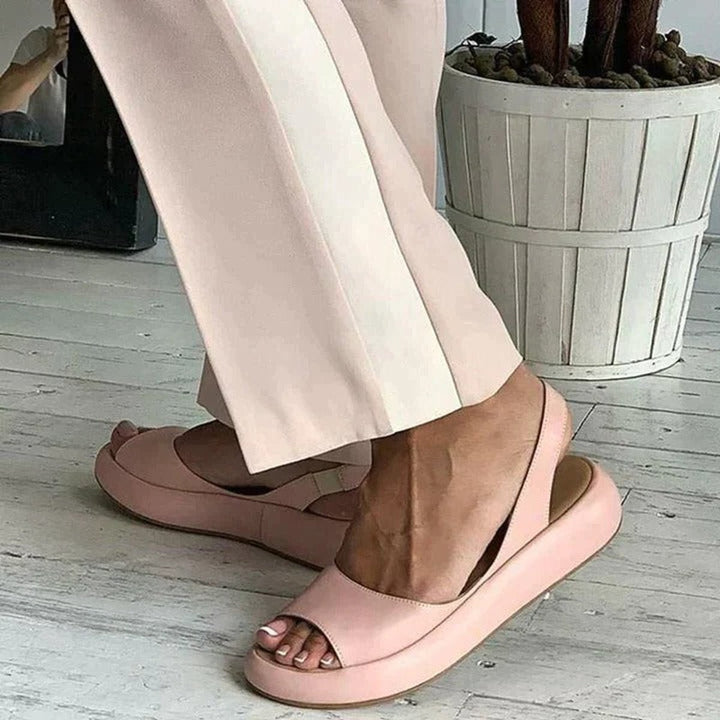 Women's Peep Toe Slingback Comfortable Sandals Cushioned Flat