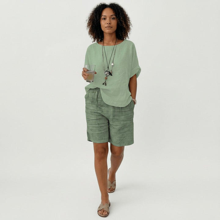 Women's Relaxed-Fit Elastic-Waist Striped Bermuda Shorts