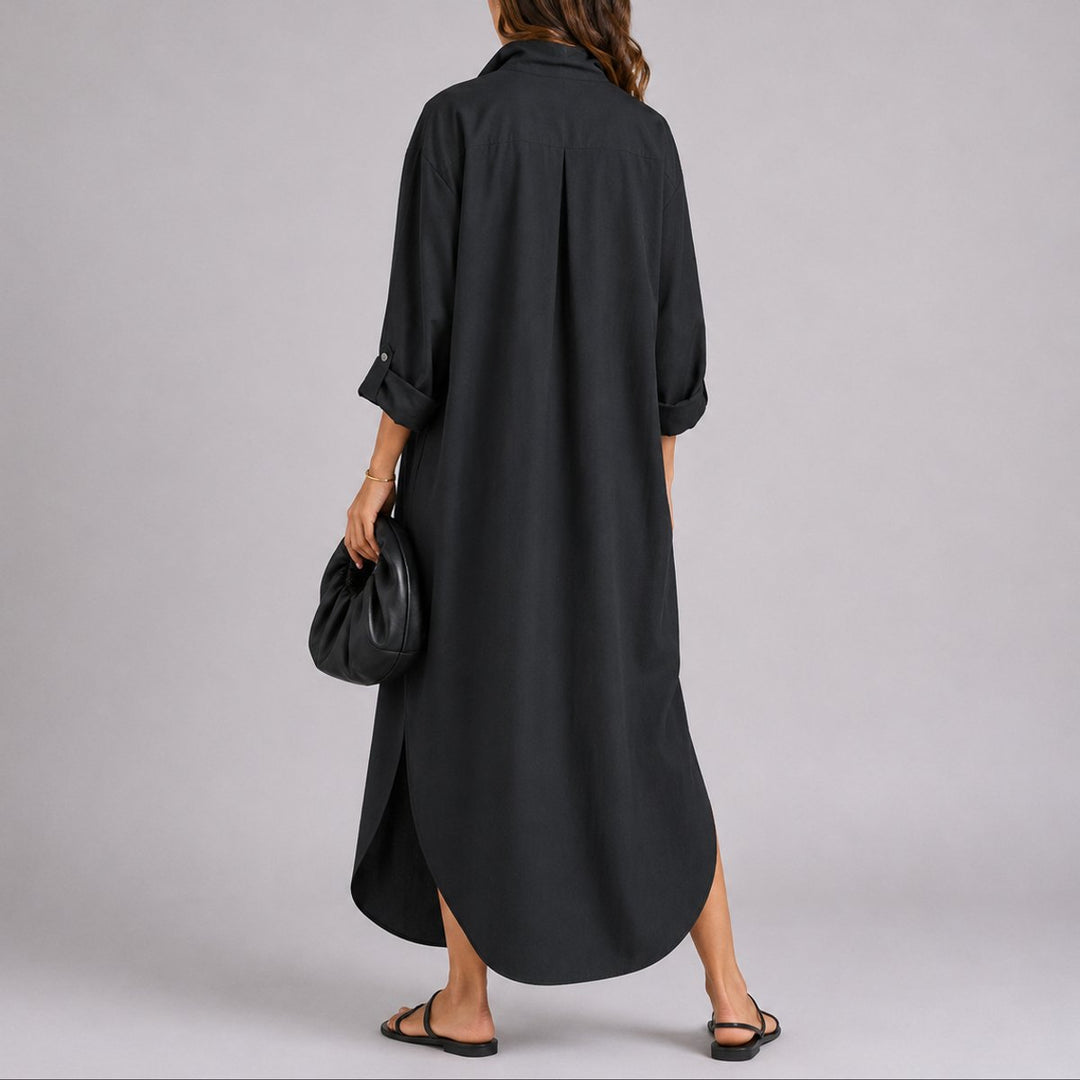 Women's Relaxed Linen Maxi Shirt Dress Fall Wedding Guest Dresses