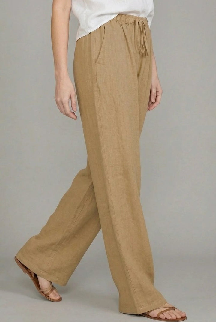 Women's Relaxed Wide Leg Pants Linen Drawstring Waist