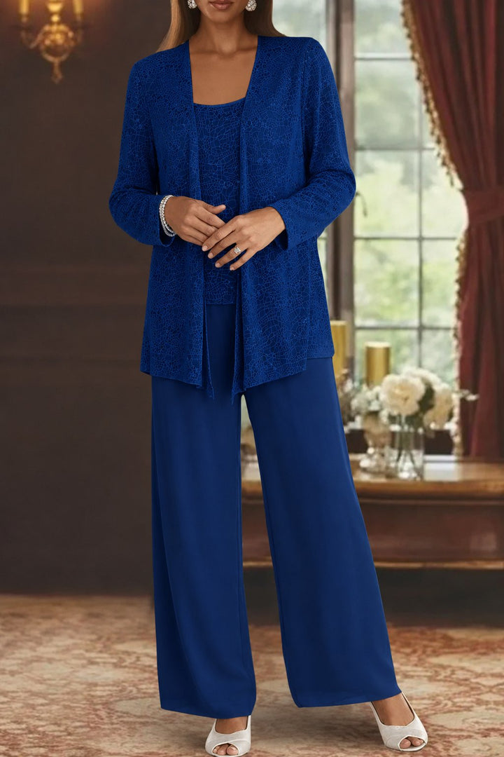 Women's Sequin Three-Piece Wide-Leg Pants Set Sparkle Jacket
