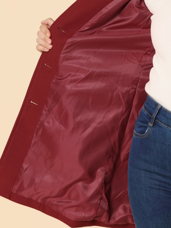 Women's Single-Breasted Lapel-Collar Mid-Length Winter Coat