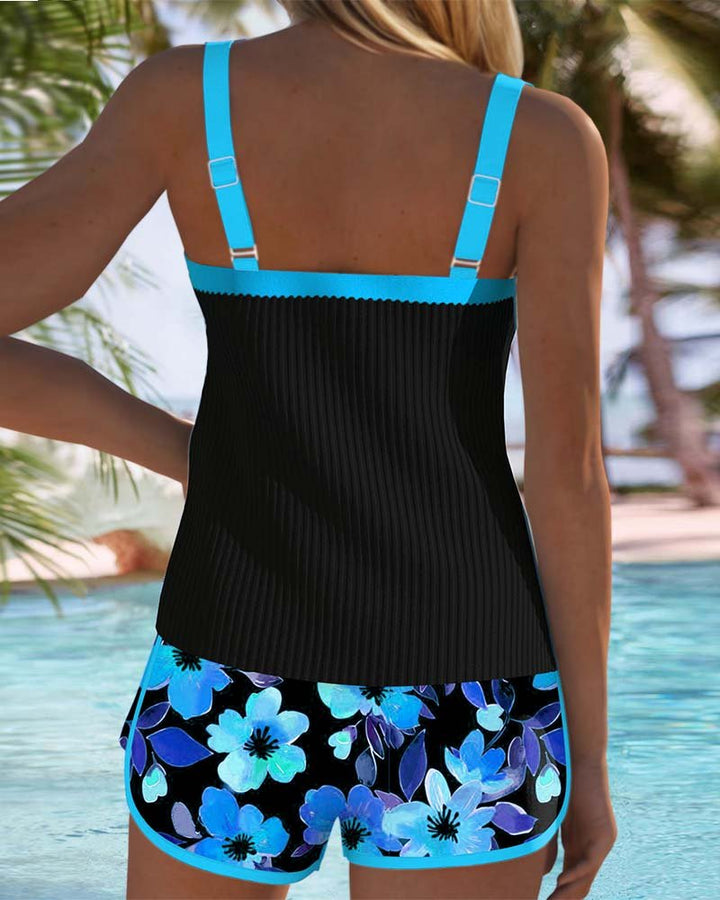 Women's Tummy-Control Floral Two-Piece Tankini Swimsuit Set